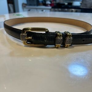 Brighton Blue Leather Belt with Gold & Silver Accents, L34